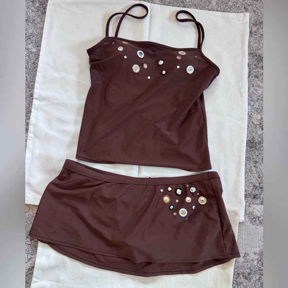 La Blanca By Bob Beattie Brown Embellished Bikini Set